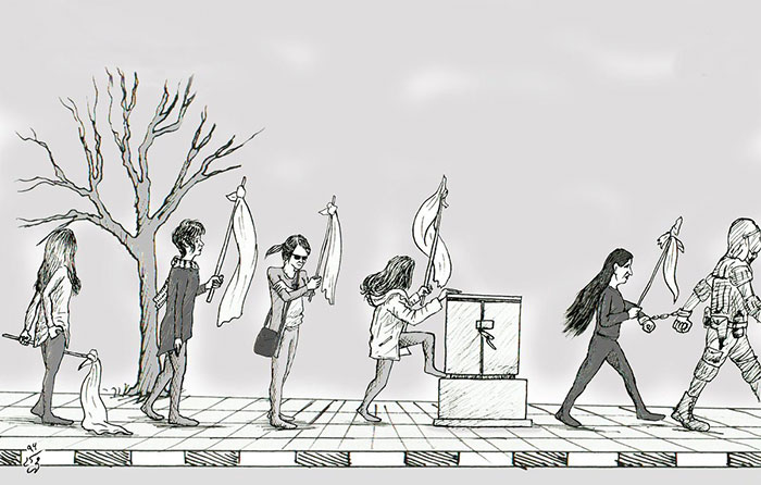 ‎کارتون: «دختران خیابان انقلاب» در ایران‎