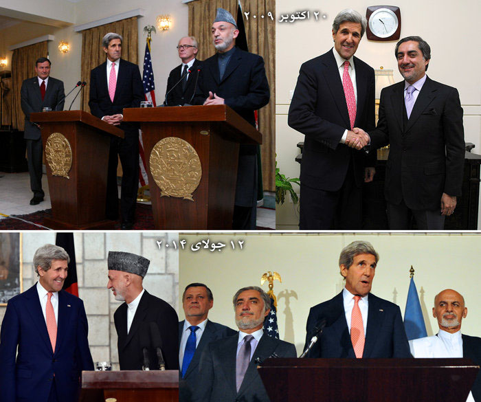 جان کری در انتصابات ۲۰۰۹ و ۲۰۱۴ افغانستان