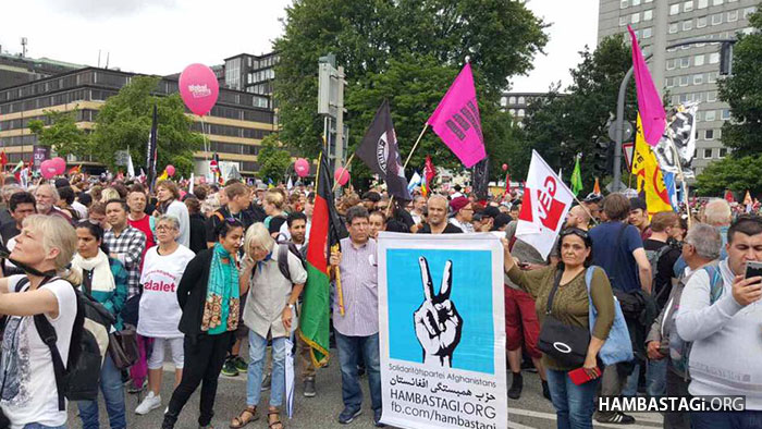 هواخواهان حزب همبستگى در تظاهرات علیه نشست سران «جی۲۰» در هامبورگ