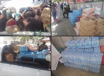 غذا‌های فرستاده‌شده به خیمه‌های تحصن توسط دوستم که با امتنان توسط خیمه‌نشینان در صفحه‌های اجتماعی به نشر رسیده است.