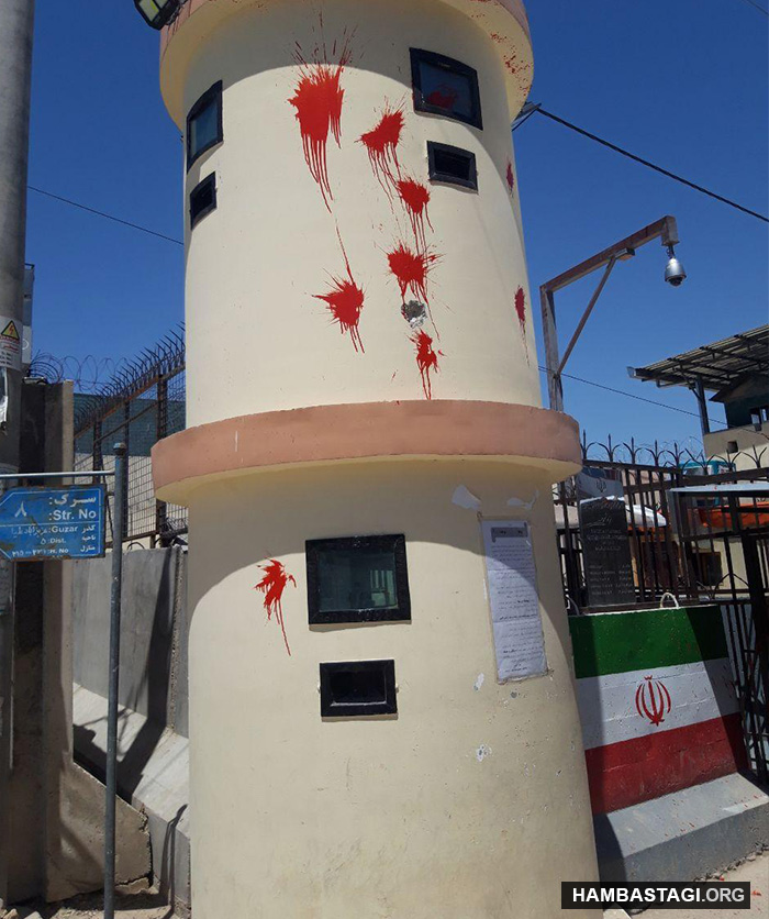 جوانان حزب همبستگی بر در و دیوار قونسلگری ایران در مزار رنگ پاشیدند