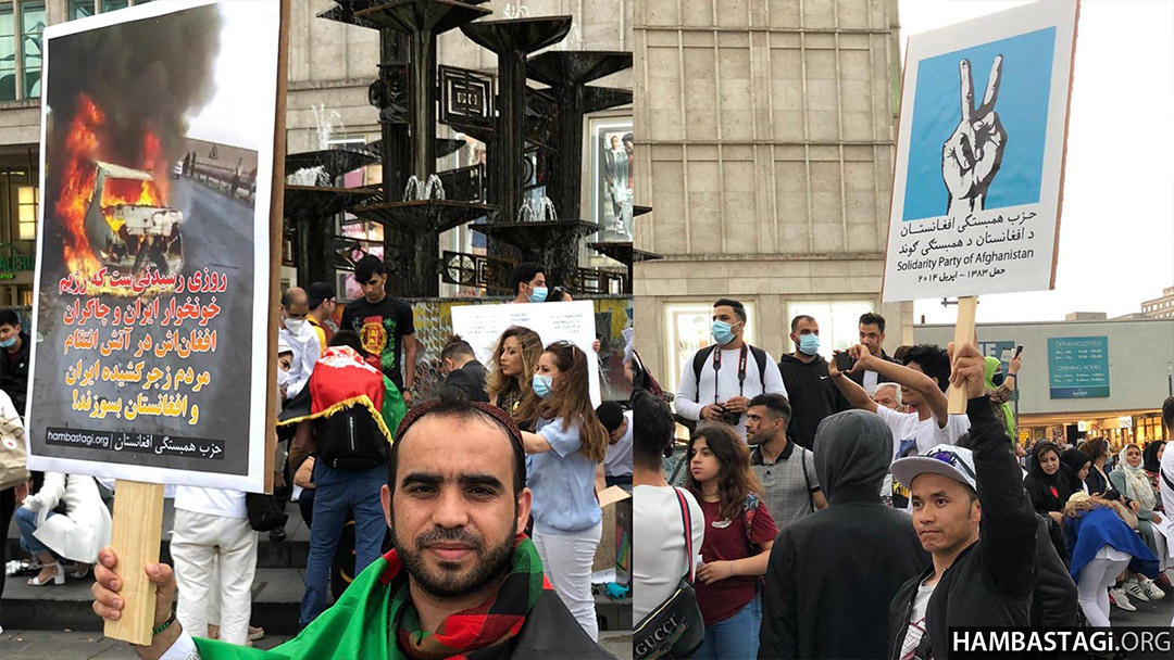 هواخواهان حزب همبستگی در تظاهرات علیه رژیم آزادی‌کش ایران در برلین