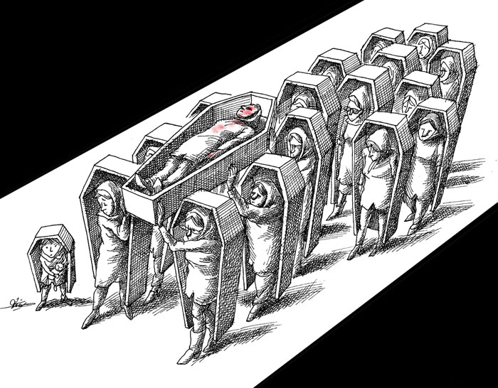 زنان تابوت فرخنده را بر دوش کشیدند! زنان تابوت فرخنده را بر دوش کشیدند!